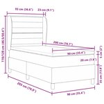 Lit à ressort vidaXL avec matelas en marron foncé  90x200 cm  tissu
