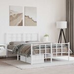 vidaXL Cadre de lit métal sans matelas et pied de lit blanc 135x190 cm