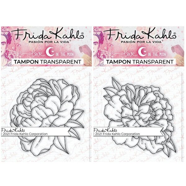 2 Tampons transparents - Pivoine 1 + Pivoine 3 - 9 5 x 6 5 cm