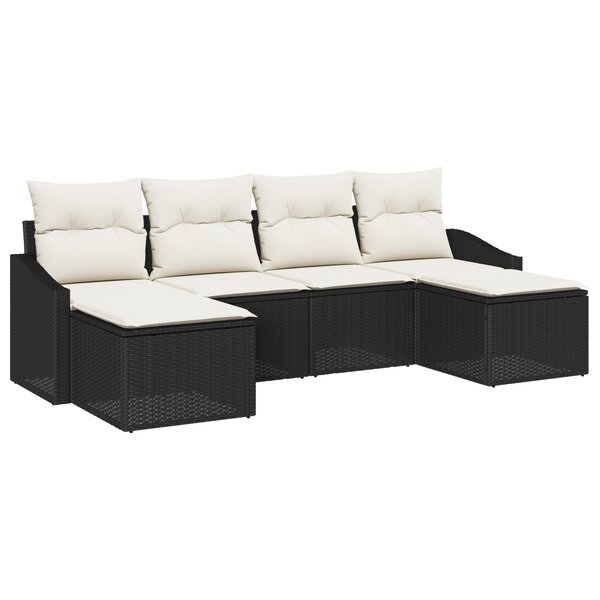 vidaXL Ensemble de canapé de jardin 6 pièces avec coussins noir en poly rattan