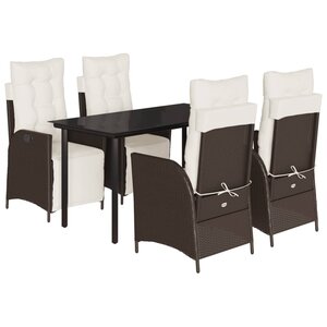 vidaXL Ensemble à manger de jardin 5 Pièces et coussins marron poly rotin