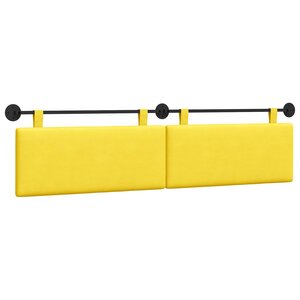 vidaXL Tête de lit suspendue Jaune clair Tissu en velours côtelé