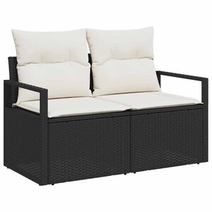 vidaXL Canapé de jardin avec coussin Noir 120 x 62 x 69 cm polyrotin