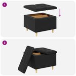 vidaXL Pouf de rangement avec coussin Noir 60 x 60 x 45 cm Simili cuir
