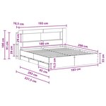 vidaXL Cadre de lit avec rangement Noir 180 x 200 cm Bois d'ingénierie