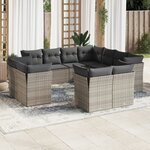 vidaXL Salon de jardin 11 Pièces avec coussins gris résine tressée