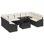 vidaXL Ensemble de canapé de jardin avec coussin 10 Pièces Noir et Crème