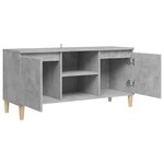 vidaXL Meuble TV avec pieds en bois massif Gris béton 103 5x35x50 cm