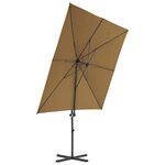 vidaXL Parasol de jardin en porte-à-faux avec mât en acier taupe