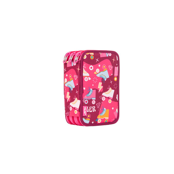 Plumier 3 compartiments avec contenu série spéciale Roller  rose