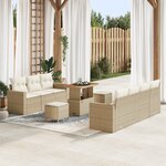 Canapés de Jardin 10 pièces avec Coussins Beiges en Osier Poly Acacia