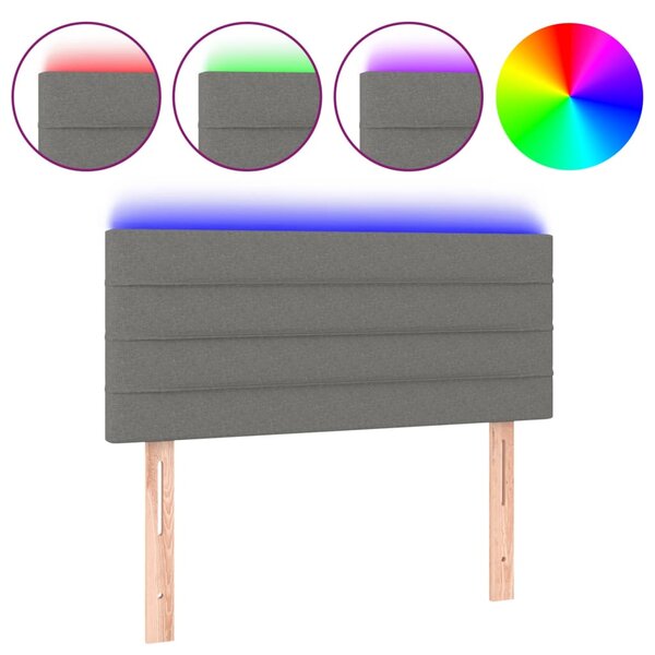 vidaXL Tête de lit à LED Gris foncé 80x5x78/88 cm Tissu