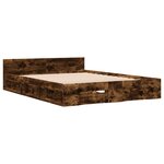 vidaXL Cadre de lit et tiroirs chêne fumé 120x200 cm bois d'ingénierie