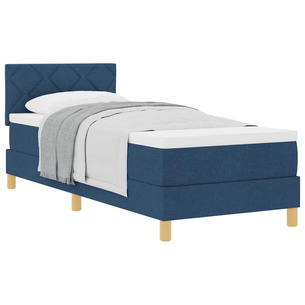 vidaXL Lit à ressorts avec matelas Bleu 80 x 200 cm tissu