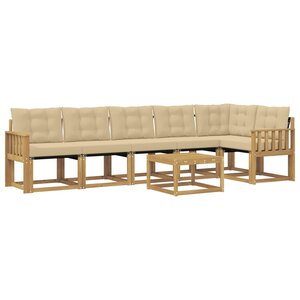 vidaXL Ensemble de canapés d'extérieur 7 pc Blanc et Beige