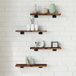 vidaXL Étagères murales 4 Pièces chêne fumé 40x10x1 5cm bois d'ingénierie