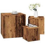 vidaXL Tables d'appoint 3 Pièces vieux bois bois d'ingénierie