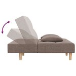 vidaXL Canapé-lit à 2 places avec deux oreillers taupe tissu