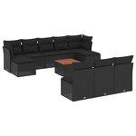 vidaXL Salon de jardin 11 Pièces avec coussins noir résine tressée