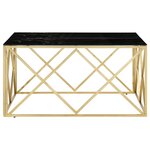 vidaXL Table basse doré acier inoxydable et verre trempé