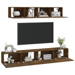 vidaXL Ensemble de meubles TV 4 Pièces Chêne fumé Bois d'ingénierie