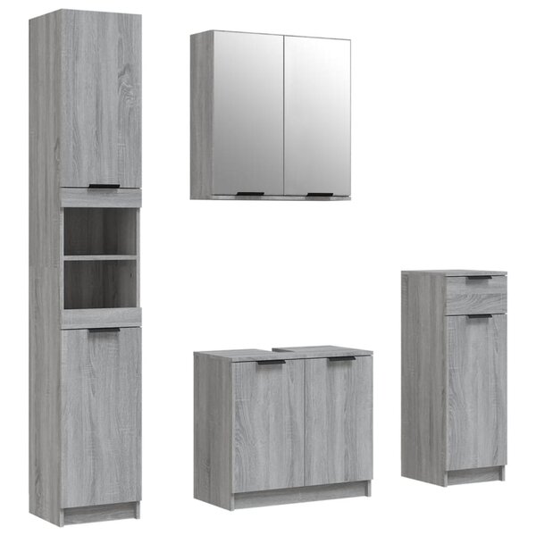 vidaXL Ensemble d'armoires de salle de bain 4 Pièces sonoma gris