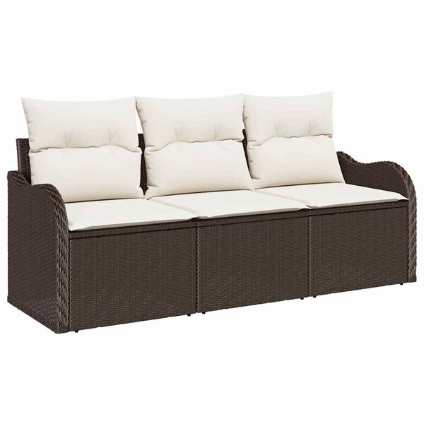 vidaXL Ensemble de canapé de jardin 3 Pièces Marron Poly rotin