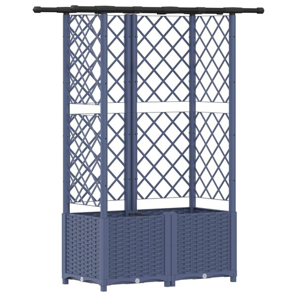 vidaXL Lit Élevé avec Treillis et Toit Gris 124 x 40 x 136 cm PP