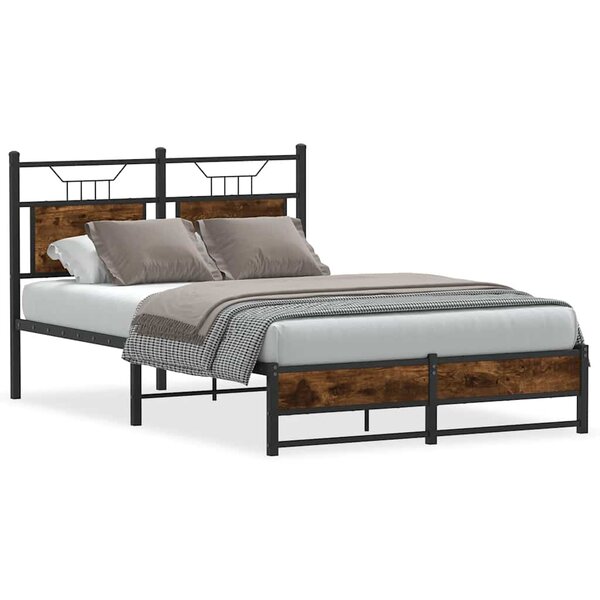 vidaXL Cadre de lit sans matelas chêne fumé 120x190 cm bois ingénierie