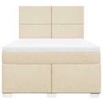 vidaXL Sommier à lattes de lit avec matelas Crème 140x200 cm Tissu