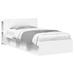 vidaXL Cadre de lit avec rangement Blanc 90 x 190 cm Bois d'ingénierie