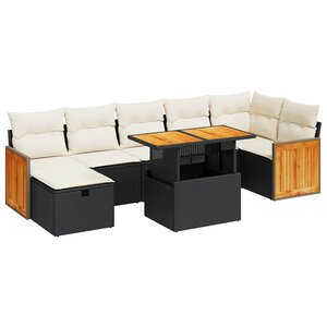 vidaXL Salon de jardin 5 Pièces avec coussins noir résine tressée