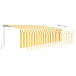 vidaXL Auvent rétractable manuel avec store LED 5x3 m Jaune et blanc