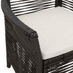 vidaXL Chaise d'Extérieur avec coussin 4 Pièces Noir et Crème polyrotin