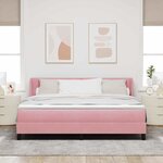 vidaXL Lit à ressorts avec matelas noir 100x200 cm en velours Rose