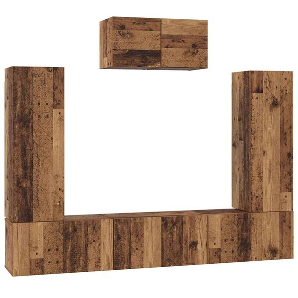 vidaXL Ensemble meuble TV 7 Pièces Bois Ancien Bois d'ingénierie