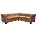 vidaXL Canapé d'angle Chesterfield 5 places en similicuir marron