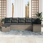 vidaXL Ensemble de canapé de jardin avec coussin 7 Pièces Gris polyrotin