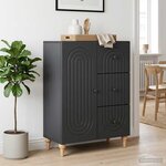 vidaXL Buffet avec tiroir Noir 66 x 34 5 x 90 cm Bois d'ingénierie