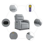 vidaXL Fauteuil de massage inclinable Gris clair Tissu