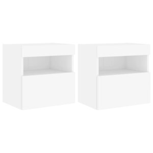 vidaXL Meubles TV muraux avec lumières LED 2 Pièces blanc 40x30x40 cm