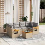 vidaXL Salon de jardin avec coussins 7 Pièces beige résine tressée