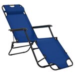 vidaXL Chaises longues pliables 2 Pièces avec repose-pied Acier Bleu