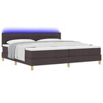 vidaXL Lit à ressort LED Marron foncé 200 x 200 cm tissu