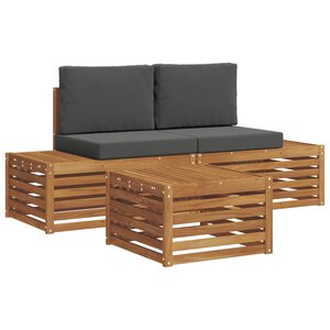 vidaXL Ensemble de canapés d'extérieur Naturel et Anthracite