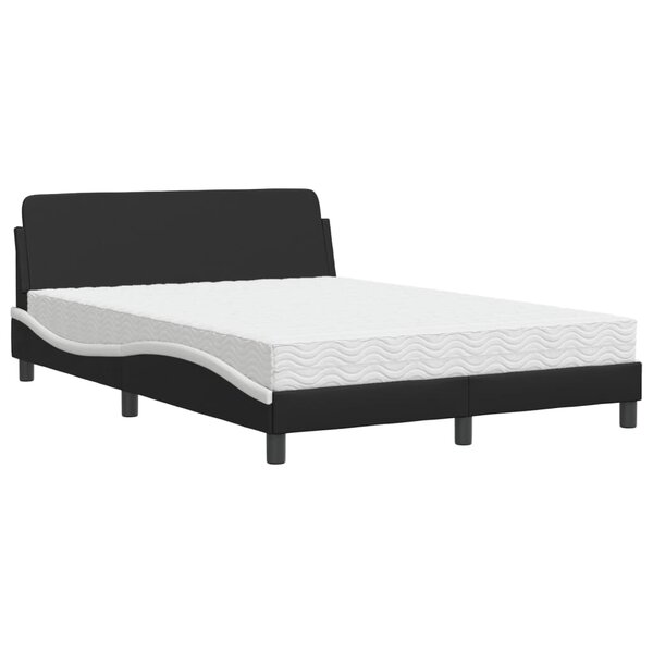 vidaXL Lit avec matelas Dover noir et blanc 140x190 cm similicuir