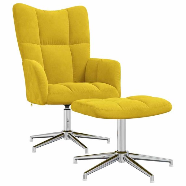 vidaXL Chaise de relaxation avec tabouret Jaune moutarde Velours