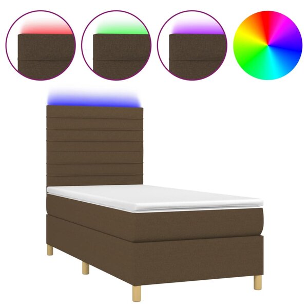 vidaXL Sommier à lattes de lit et matelas et LED Marron foncé 80x200cm