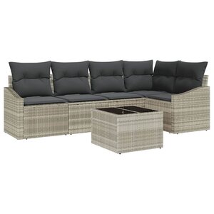vidaXL Ensemble de canapé de jardin 6 Pièces Gris clair Poly rotin