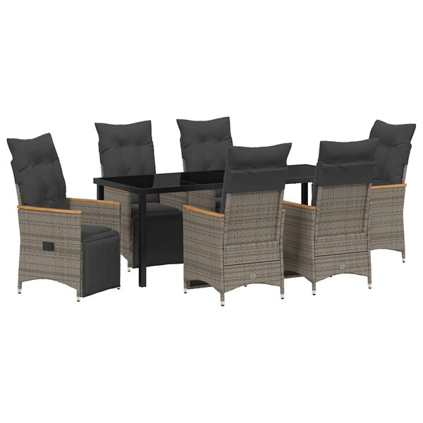 vidaXL Ensemble de salle à manger pour jardin 7 Pièces Gris polyrotin